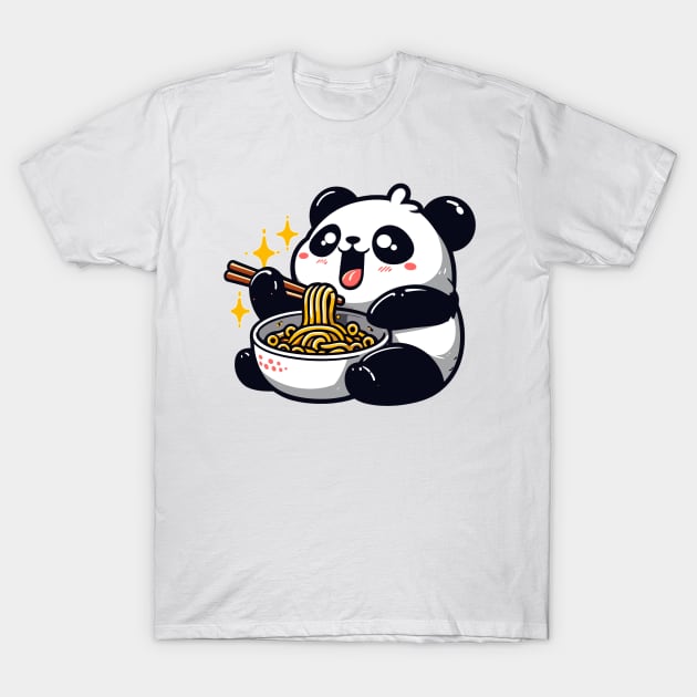 Panda Eating Ramen T-Shirt by PhotoSphere